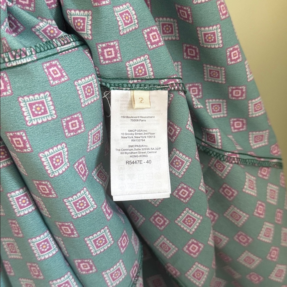 Sandro Paris Adano Square Print Crepe Midi Dress Size 2 - Picture 11 of 15